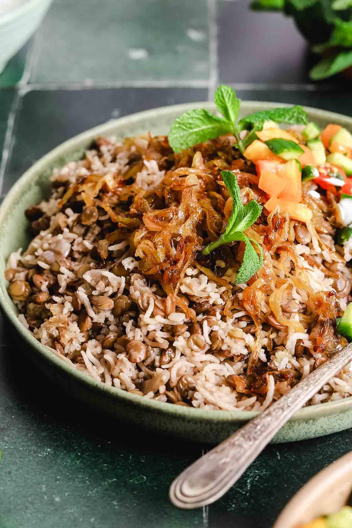 One Pot Mujadara (Middle Eastern Lentils and Rice)